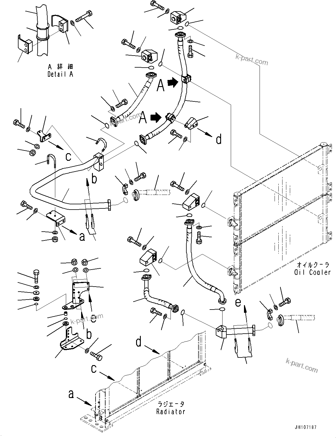 Komatsu parts book diagram for PC800SE-8E0 S/N 67001-UP: COOLING SYSTEM, OIL COOLER PIPING(#65561-)