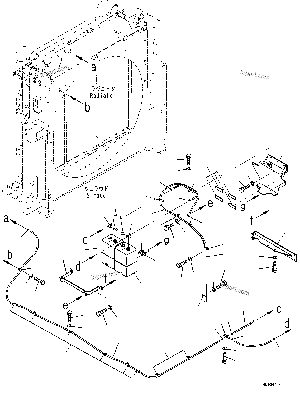 Komatsu parts book diagram for PC800SE-8E0 S/N 67001-UP: COOLING SYSTEM, RESERVOIR TANK(#65561-)