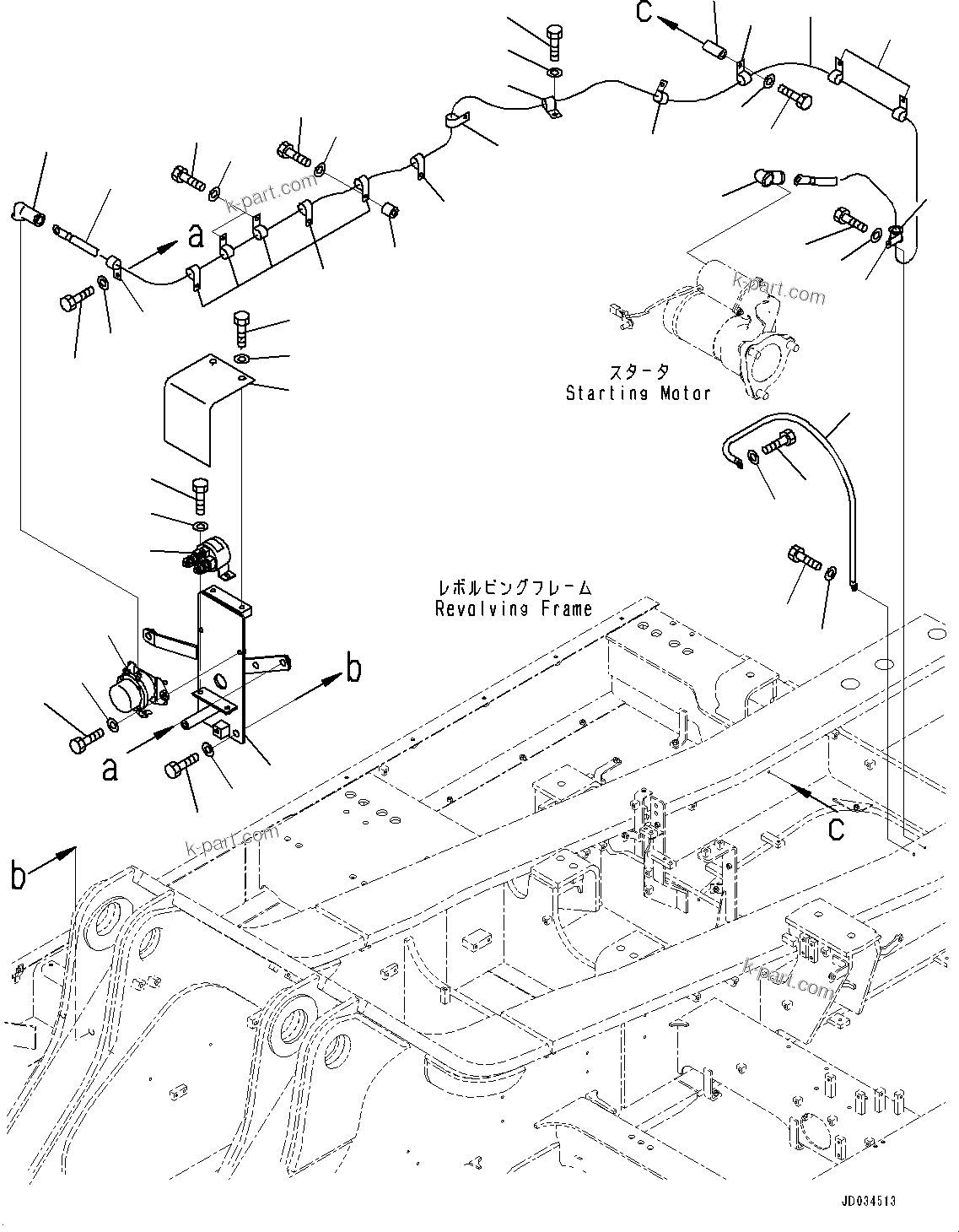 Komatsu parts book diagram for PC800SE-8E0 S/N 67001-UP: ELECTRIC WIRING HARNESS, STARTING WIRING HARNESS(#65001-)