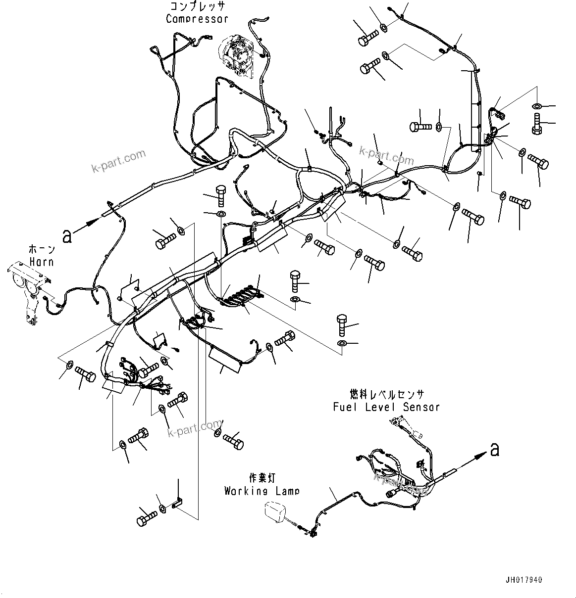Komatsu parts book diagram for PC800SE-8E0 S/N 67001-UP: ELECTRIC WIRING HARNESS, WIRING HARNESS AND CLIP (1/2)(#65001-)