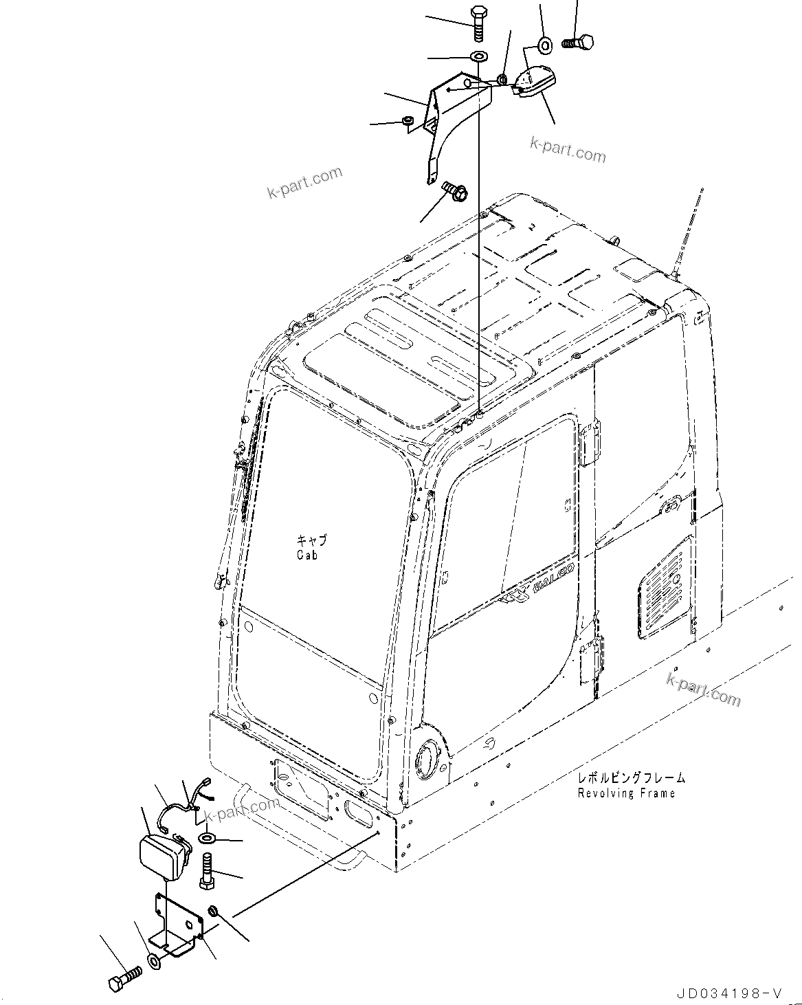 Komatsu parts book diagram for PC800SE-8E0 S/N 67001-UP: ADDITIONAL WORKING LAMP, (#65001-)