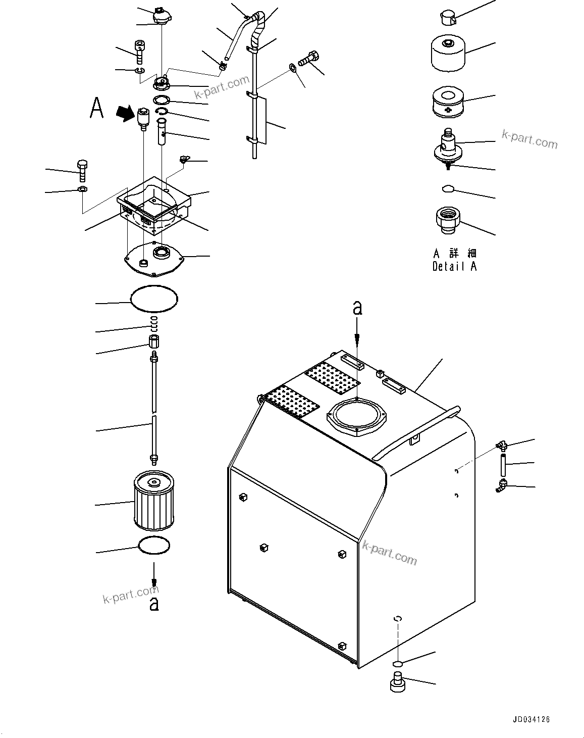 Komatsu parts book diagram for PC800SE-8E0 S/N 67001-UP: HYDRAULIC TANK, TANK(#65001-65348)