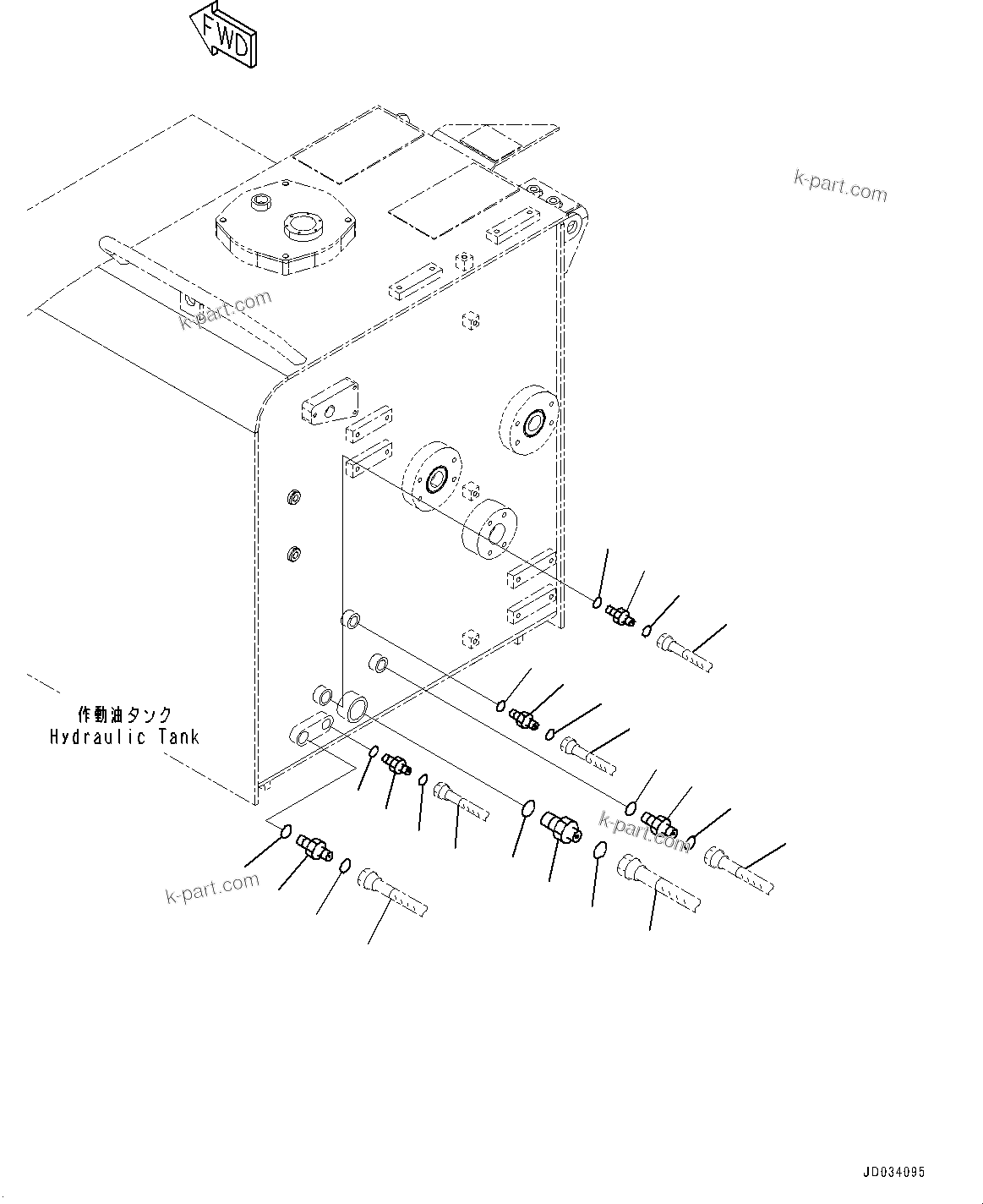 Komatsu parts book diagram for PC800SE-8E0 S/N 67001-UP: HYDRAULIC TANK, DRAIN PORT(#65001-)
