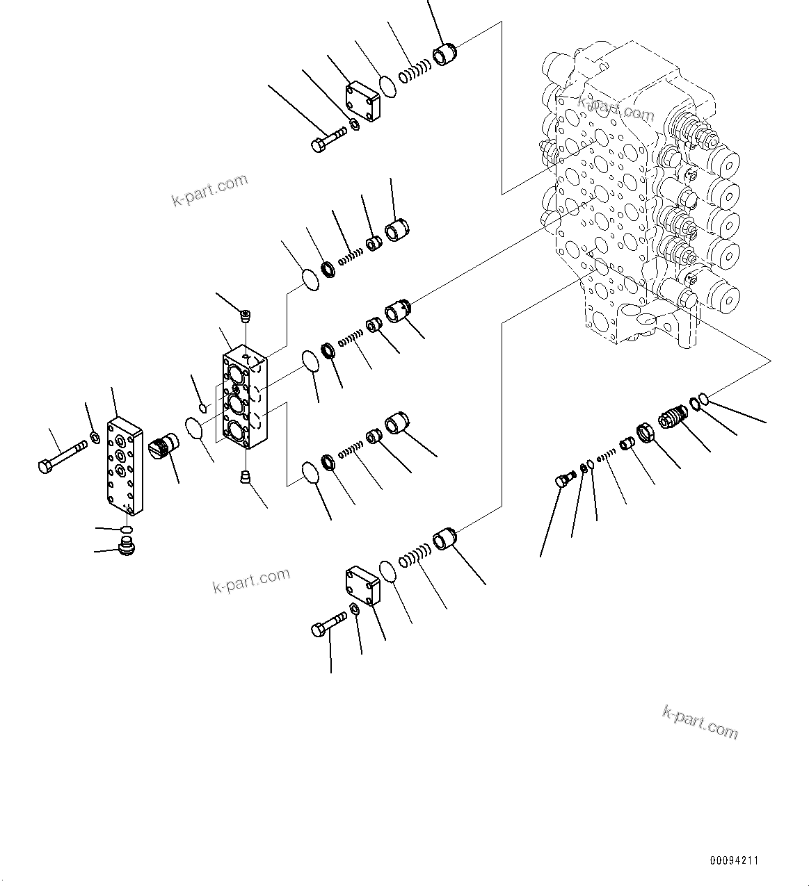 Komatsu parts book diagram for PC800SE-8E0 S/N 67001-UP: CONTROL VALVE, 5-SPOOL (2/5)(#65001-)