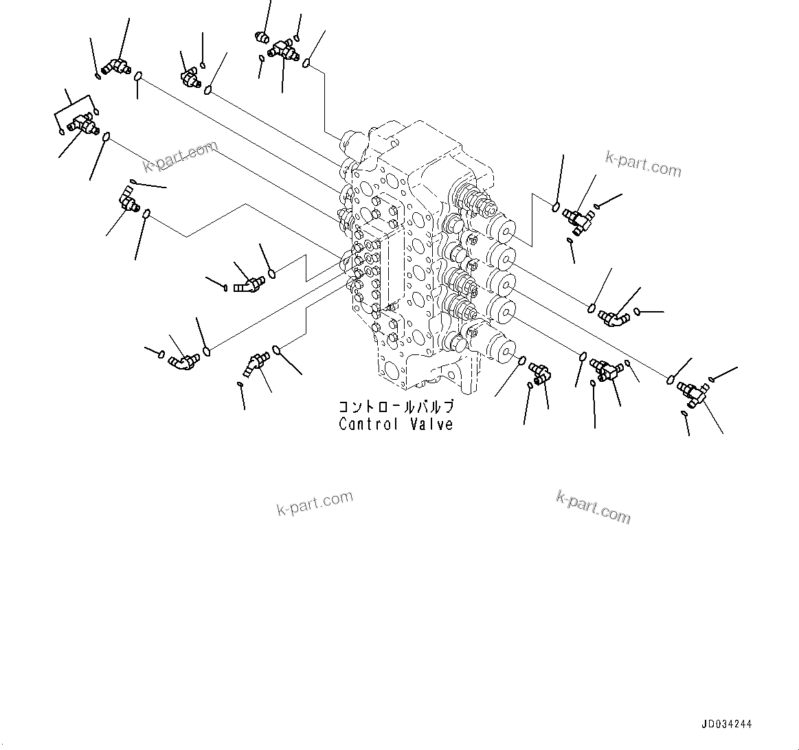 Komatsu parts book diagram for PC800SE-8E0 S/N 67001-UP: CONTROL VALVE, JOINT PARTS (1/2)(#65001-)