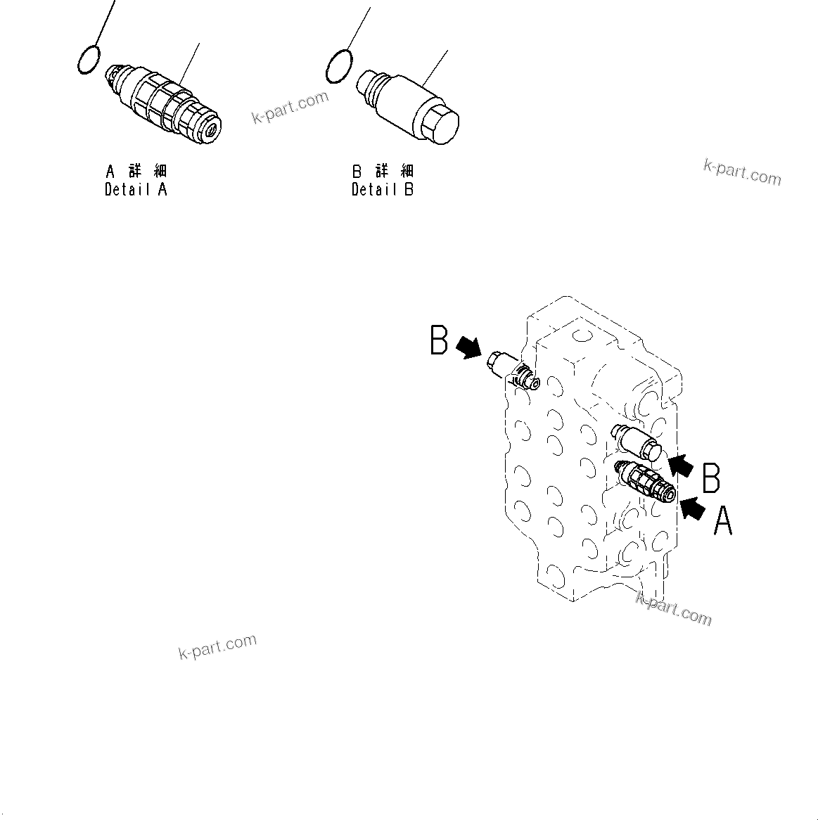 Komatsu parts book diagram for PC800SE-8E0 S/N 67001-UP: CONTROL VALVE, 4-SPOOL (6/8)(#65001-)