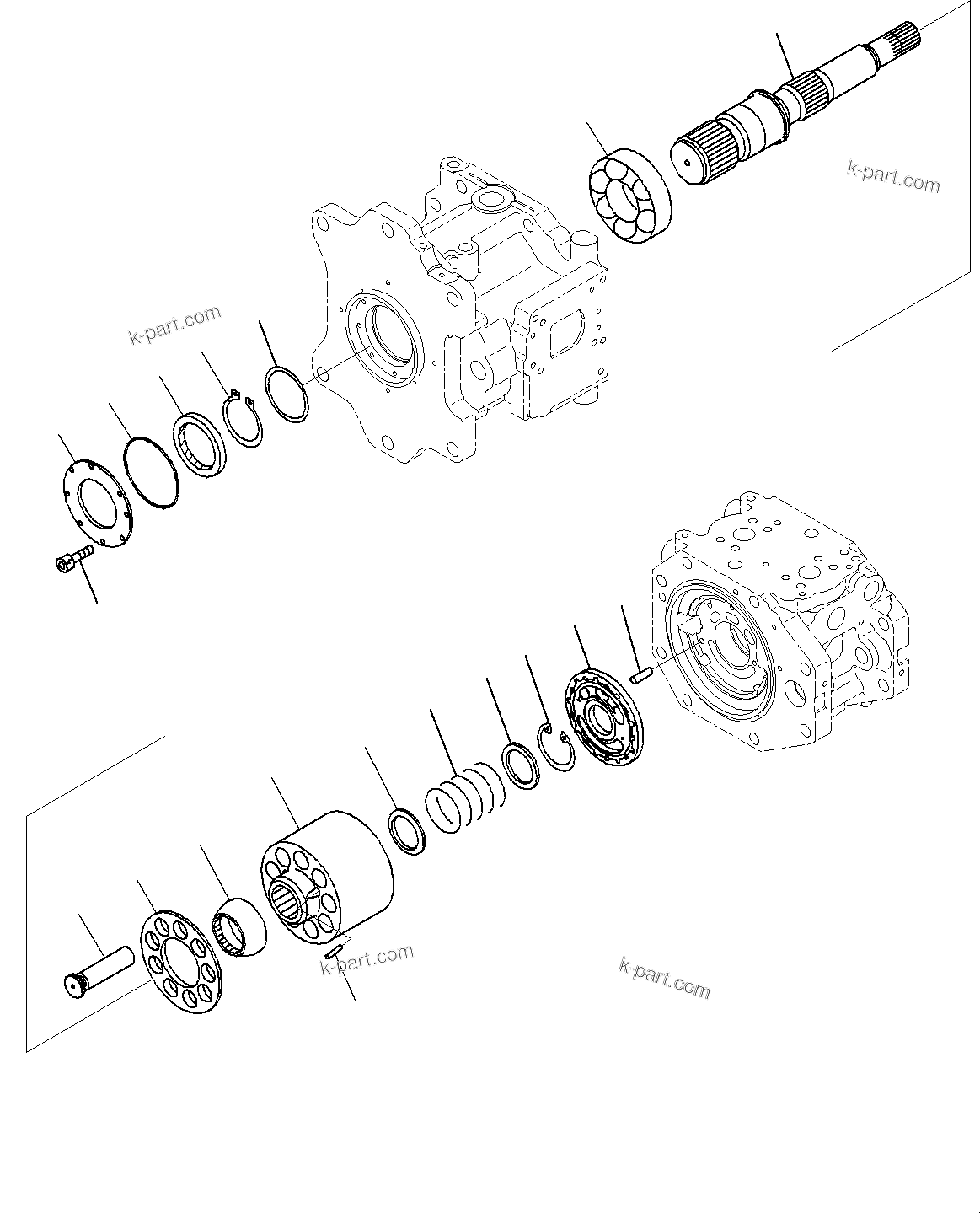 Komatsu parts book diagram for PC800SE-8E0 S/N 67001-UP: HYDRAULIC PUMP, PISTON PUMP (2/14)(#65001-)