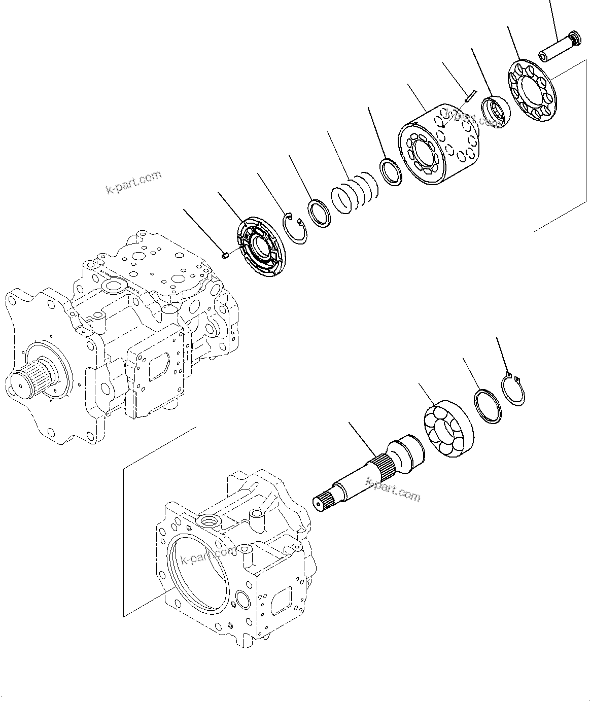 Komatsu parts book diagram for PC800SE-8E0 S/N 67001-UP: HYDRAULIC PUMP, PISTON PUMP (5/14)(#65001-)