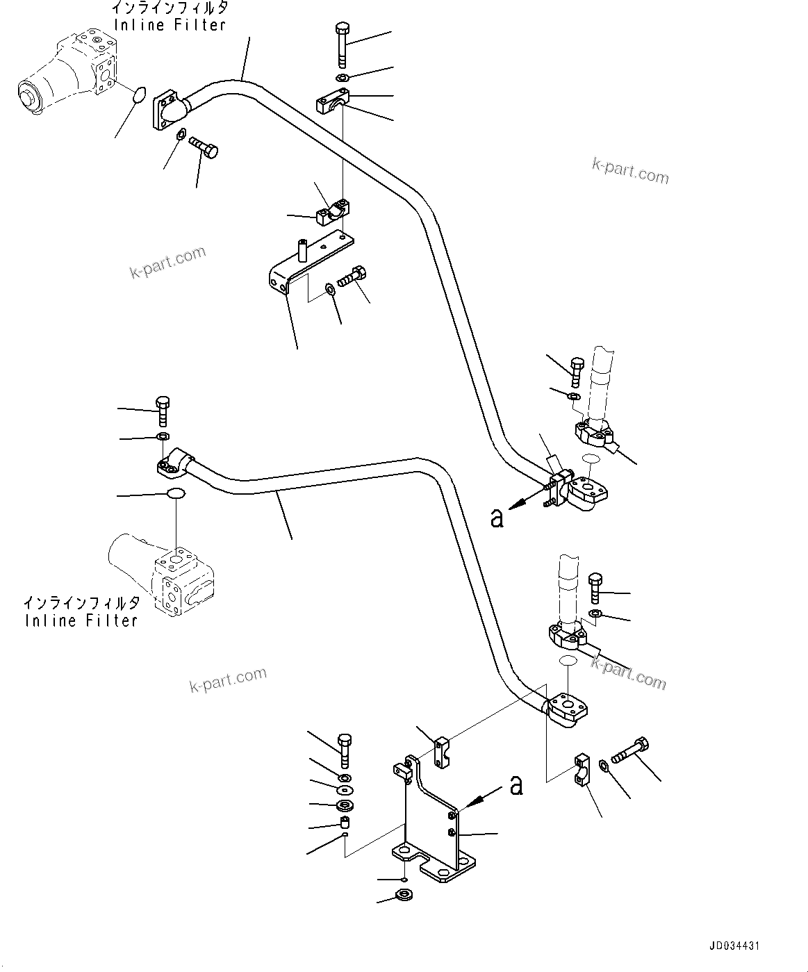 Komatsu parts book diagram for PC800SE-8E0 S/N 67001-UP: DELIVERY PIPING, INLINE FILTER(#65001-)