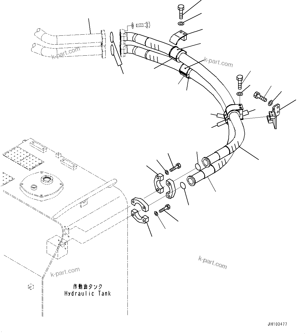 Komatsu parts book diagram for PC800SE-8E0 S/N 67001-UP: OIL COOLER PIPING, (#65547-)