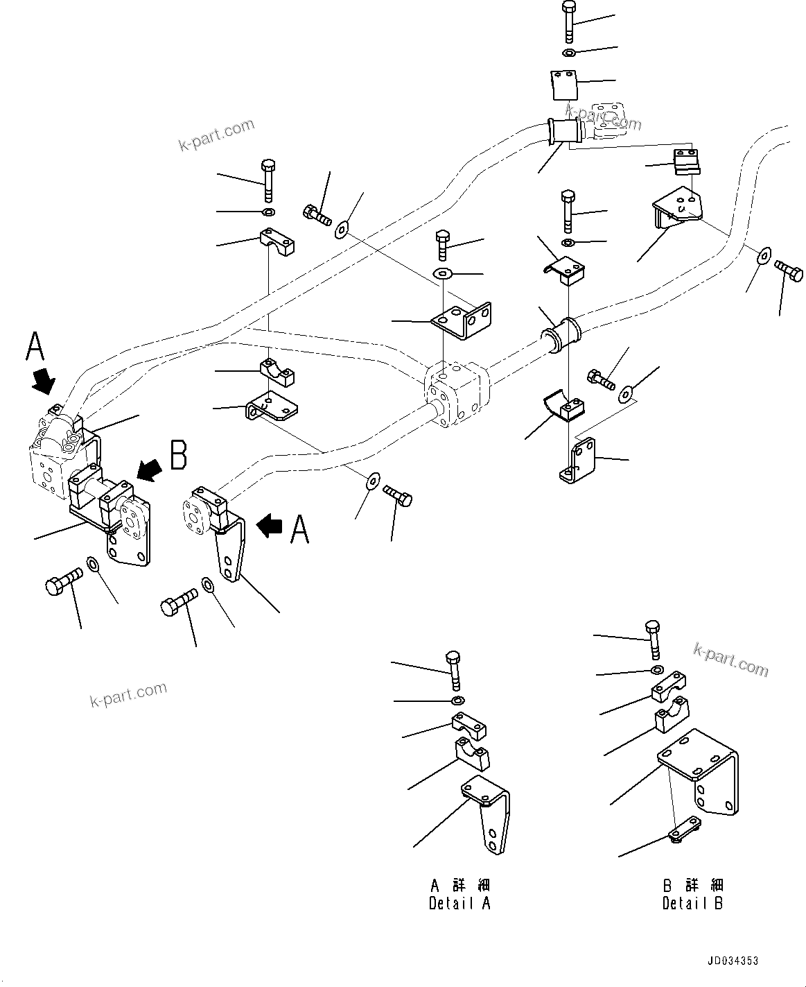 Komatsu parts book diagram for PC800SE-8E0 S/N 67001-UP: BOOM PIPING, BRACKET SIDE(#65001-)