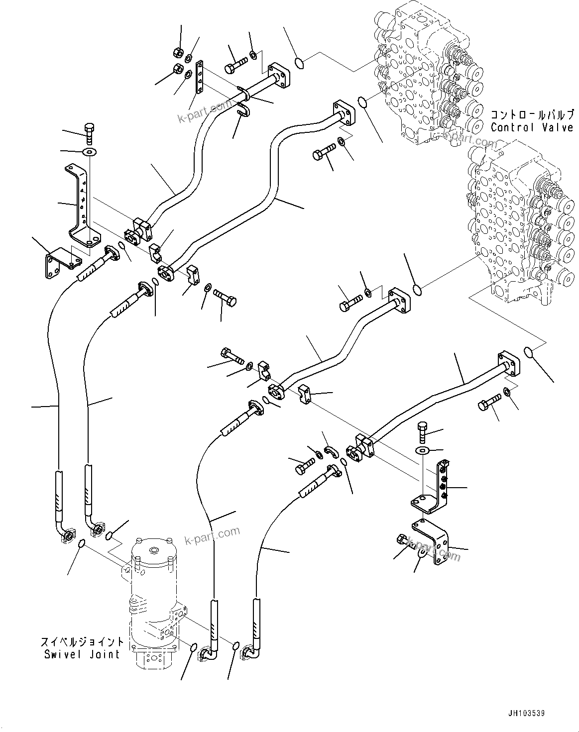 Komatsu parts book diagram for PC800SE-8E0 S/N 67001-UP: TRAVEL PIPING, (#65553-)