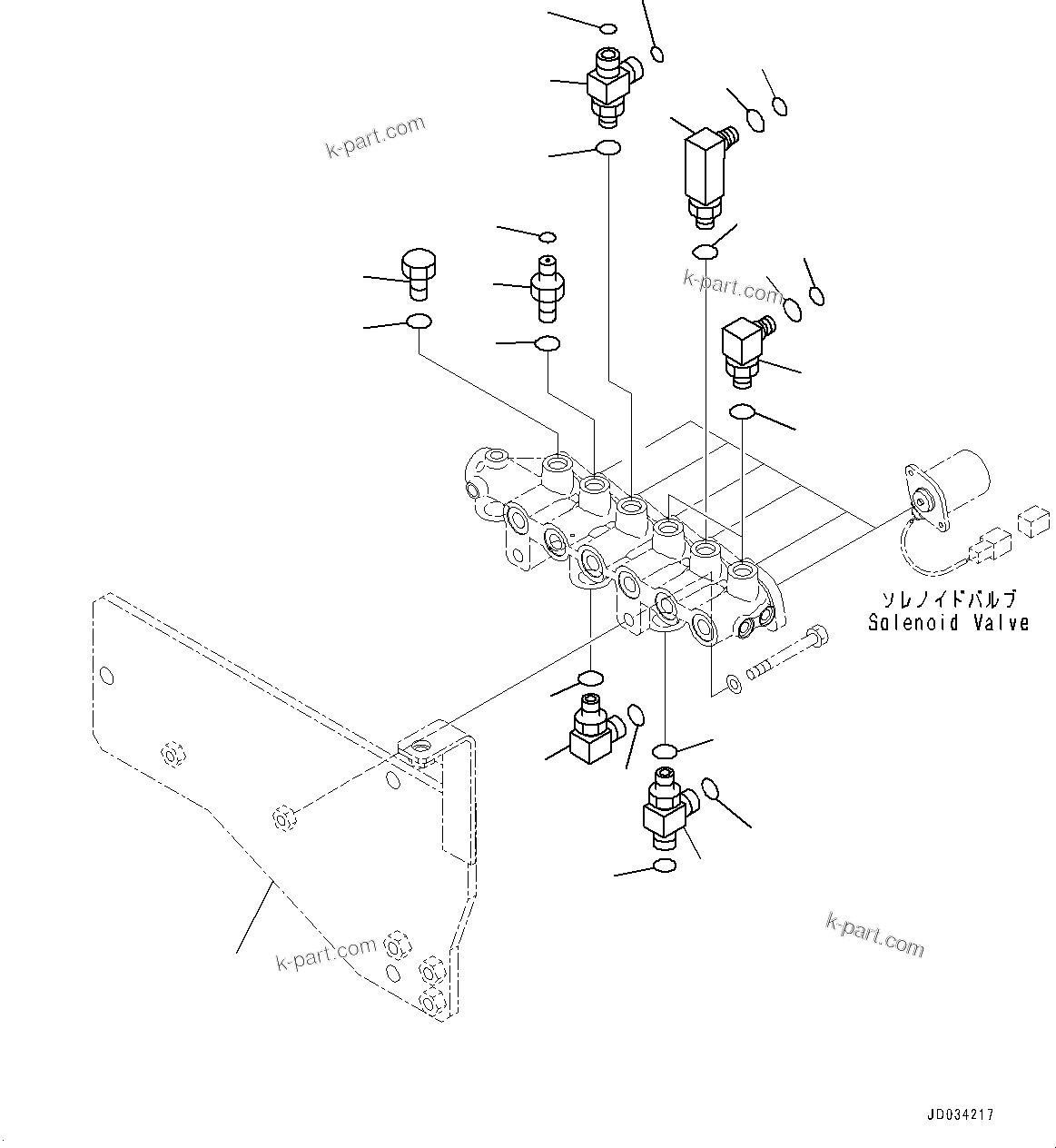 Komatsu parts book diagram for PC800SE-8E0 S/N 67001-UP: SOLENOID VALVE, ELBOW(#65001-)