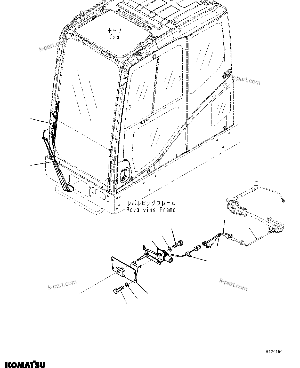 Komatsu parts book diagram for PC800SE-8E0 S/N 67001-UP: ADDITIONAL LOWER WIPER, (#65476-)