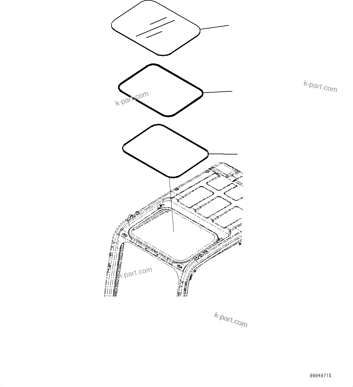 Komatsu parts book diagram for PC800SE-8E0 S/N 67001-UP: CAB, ROOF WINDOW(#67001-)