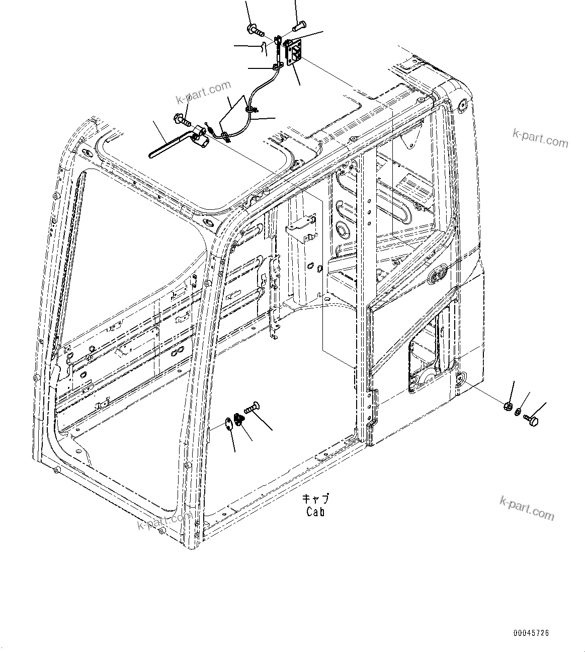 Komatsu parts book diagram for PC800SE-8E0 S/N 67001-UP: CAB, OPEN LOCK AND DOOR CATCH(#67001-)