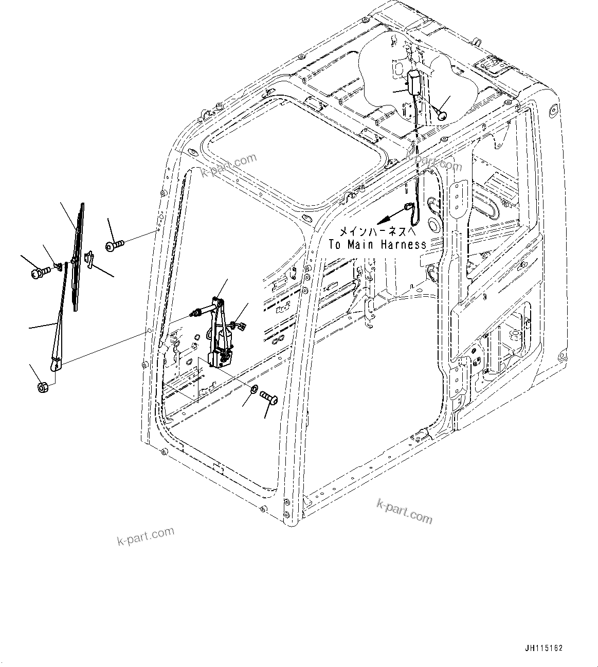 Komatsu parts book diagram for PC800SE-8E0 S/N 67001-UP: CAB, WIPER AND ROOM LAMP(#67001-)
