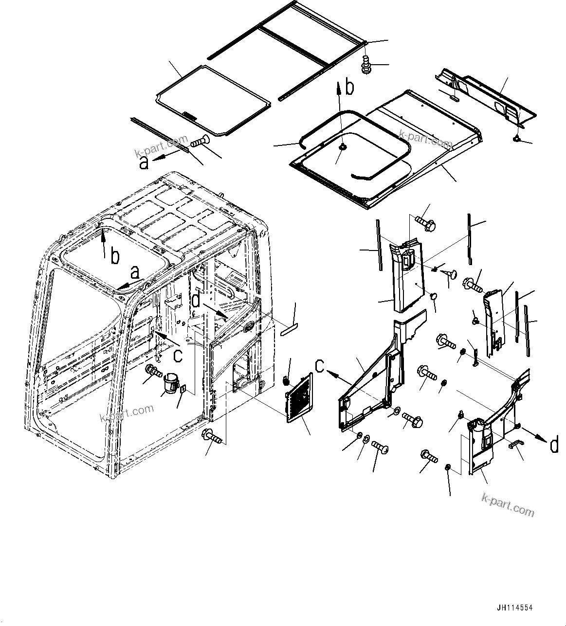 Komatsu parts book diagram for PC800SE-8E0 S/N 67001-UP: CAB, ROOF COVER AND AIR INTAKE(#67001-)