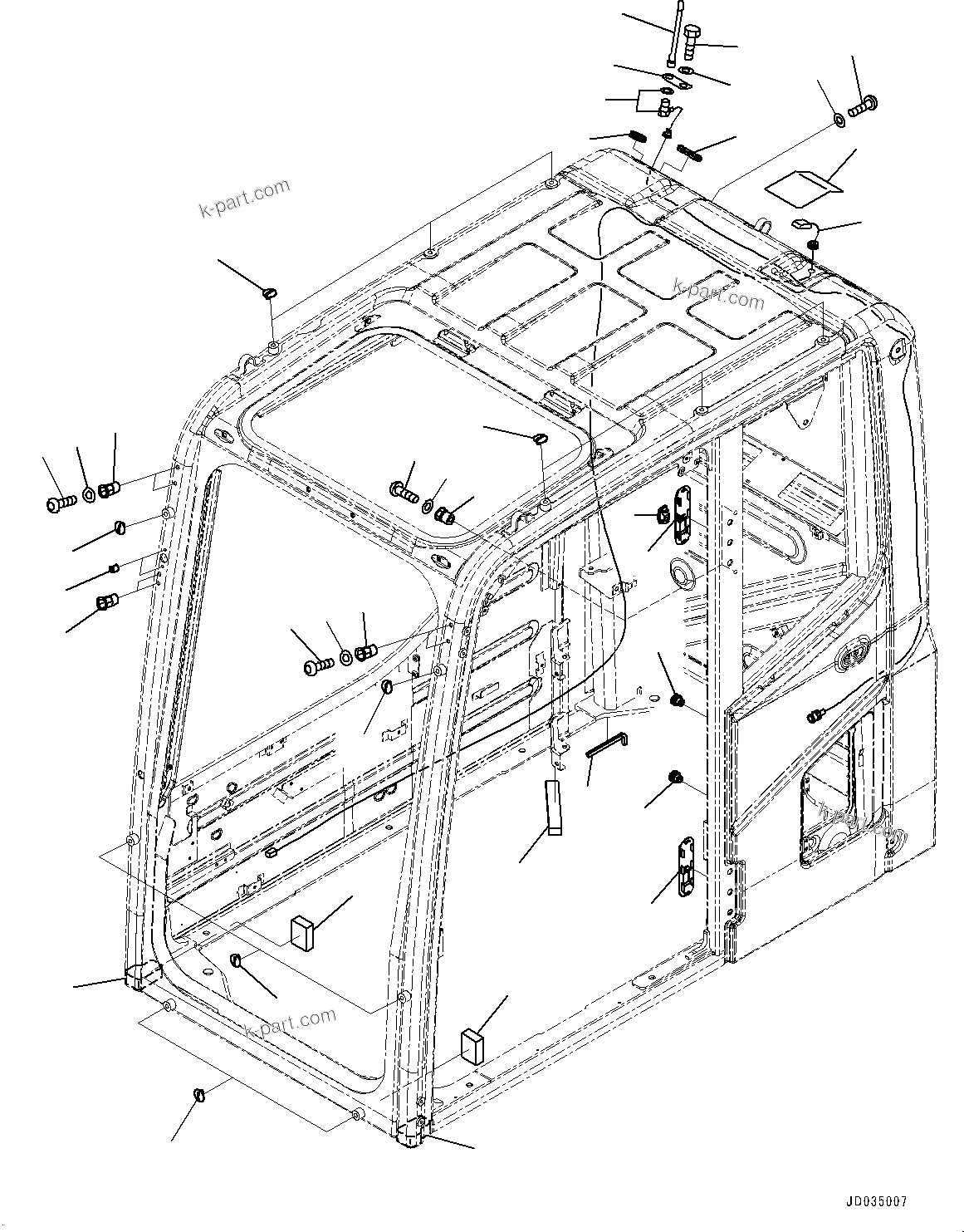 Komatsu parts book diagram for PC800SE-8E0 S/N 67001-UP: CAB, PLUG BOLT AND ANTENNA(#67001-)