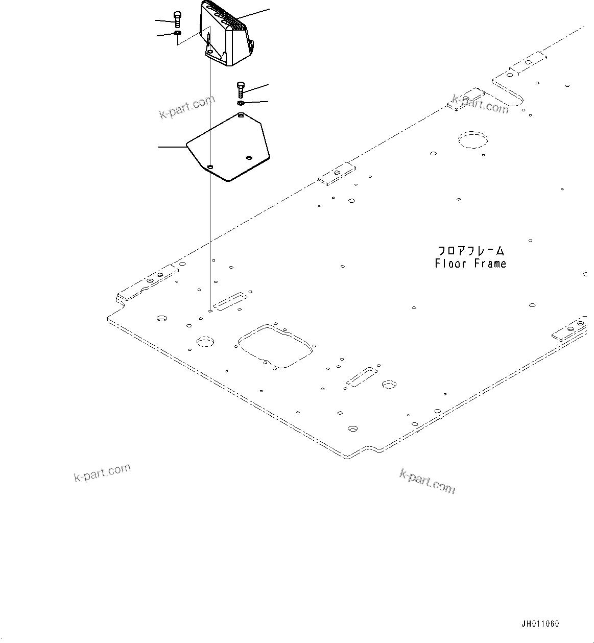 Komatsu parts book diagram for PC800SE-8E0 S/N 67001-UP: CAB, FLOOR, FOOTREST, R.H.(#67001-)