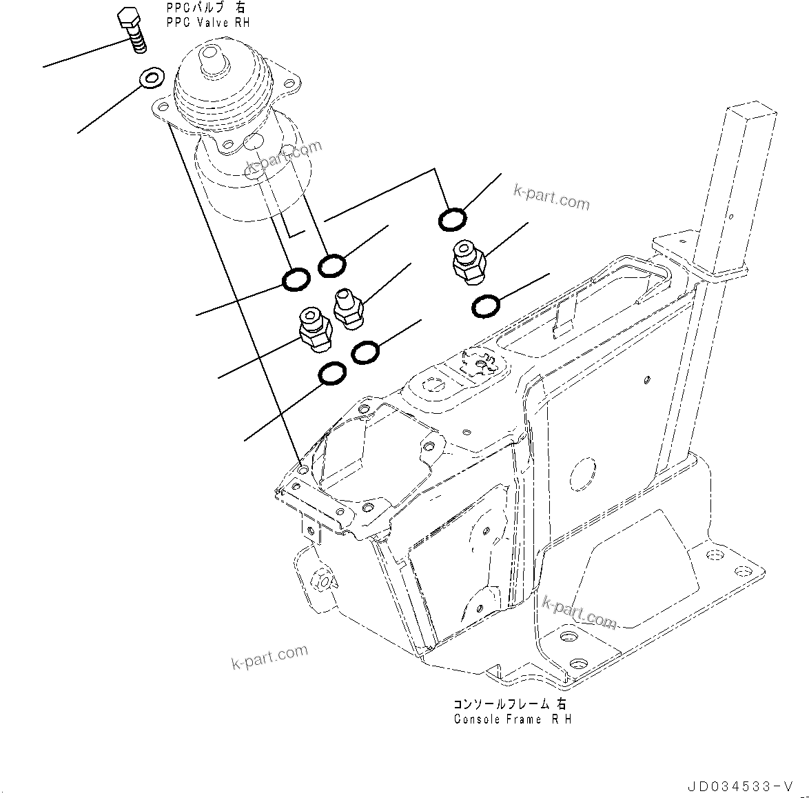 Komatsu parts book diagram for PC800SE-8E0 S/N 67001-UP: CAB, FLOOR, PPC VALVE MOUNTING FOR WORK EQUIPMENT, R.H.(#67001-)