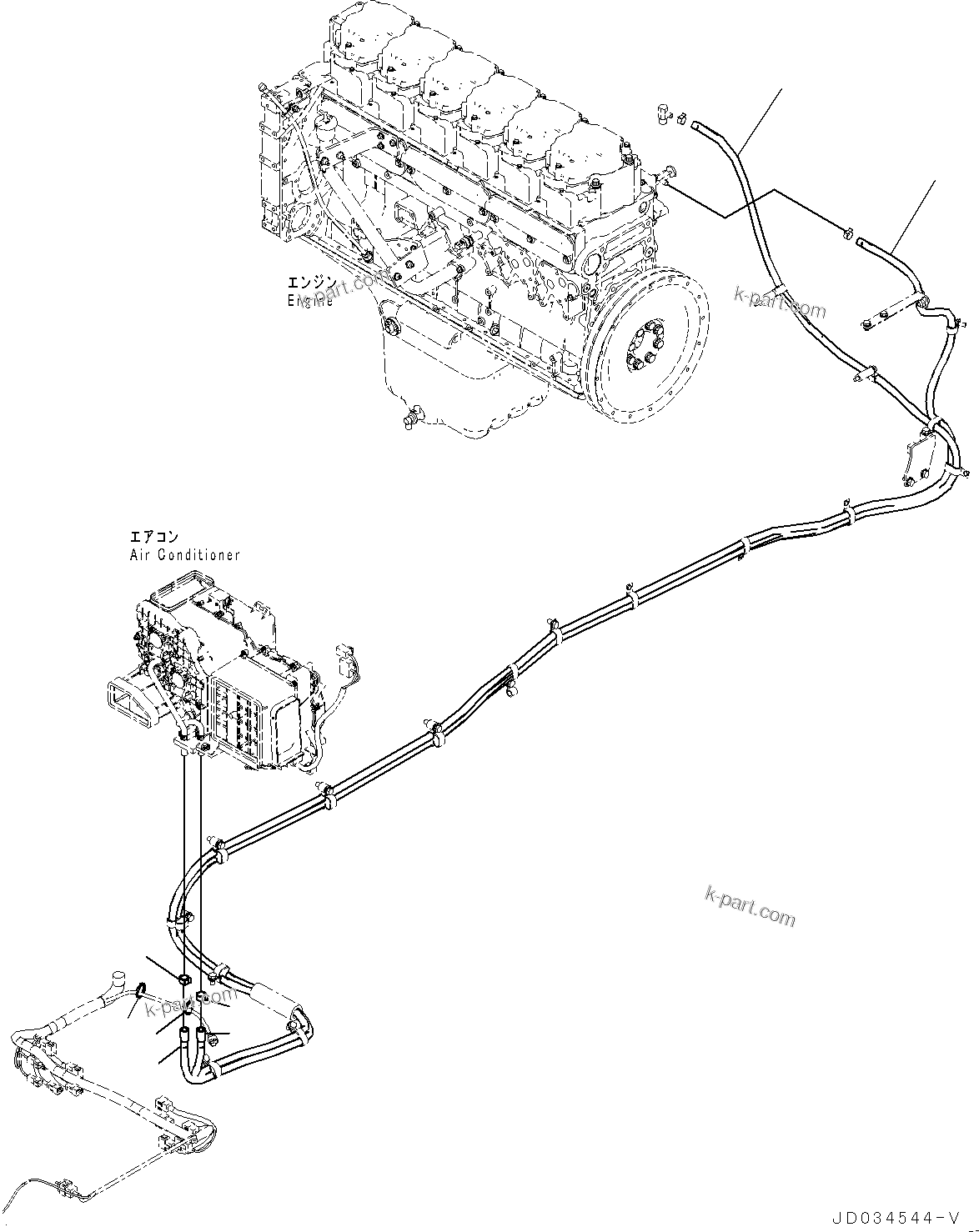 Komatsu parts book diagram for PC800SE-8E0 S/N 67001-UP: CAB, FLOOR, HEATER PIPING(#67001-)