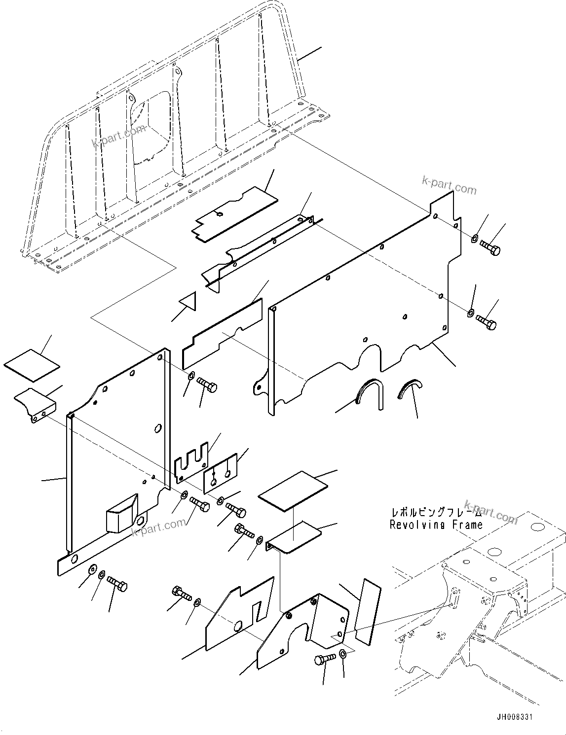 Komatsu parts book diagram for PC800SE-8E0 S/N 67001-UP: PARTITION COVER, COVER AND SHEET (2/2)(#65001-)