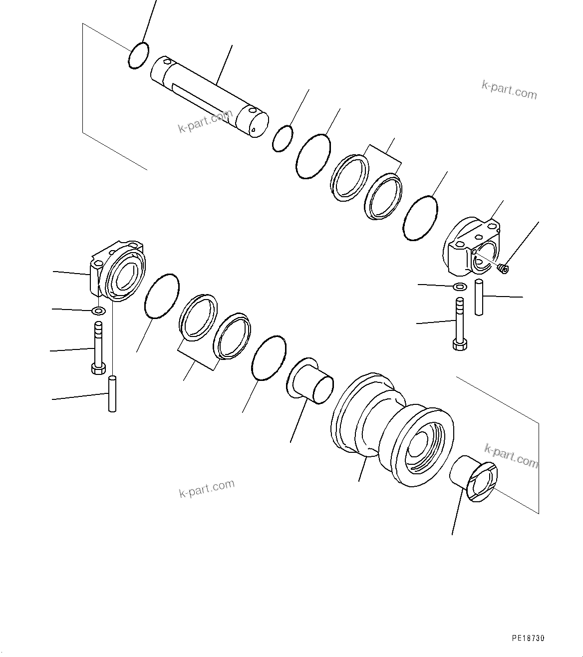 Komatsu parts book diagram for PC800SE-8E0 S/N 67001-UP: TRACK FRAME, TRACK ROLLER, L.H.(#67001-)