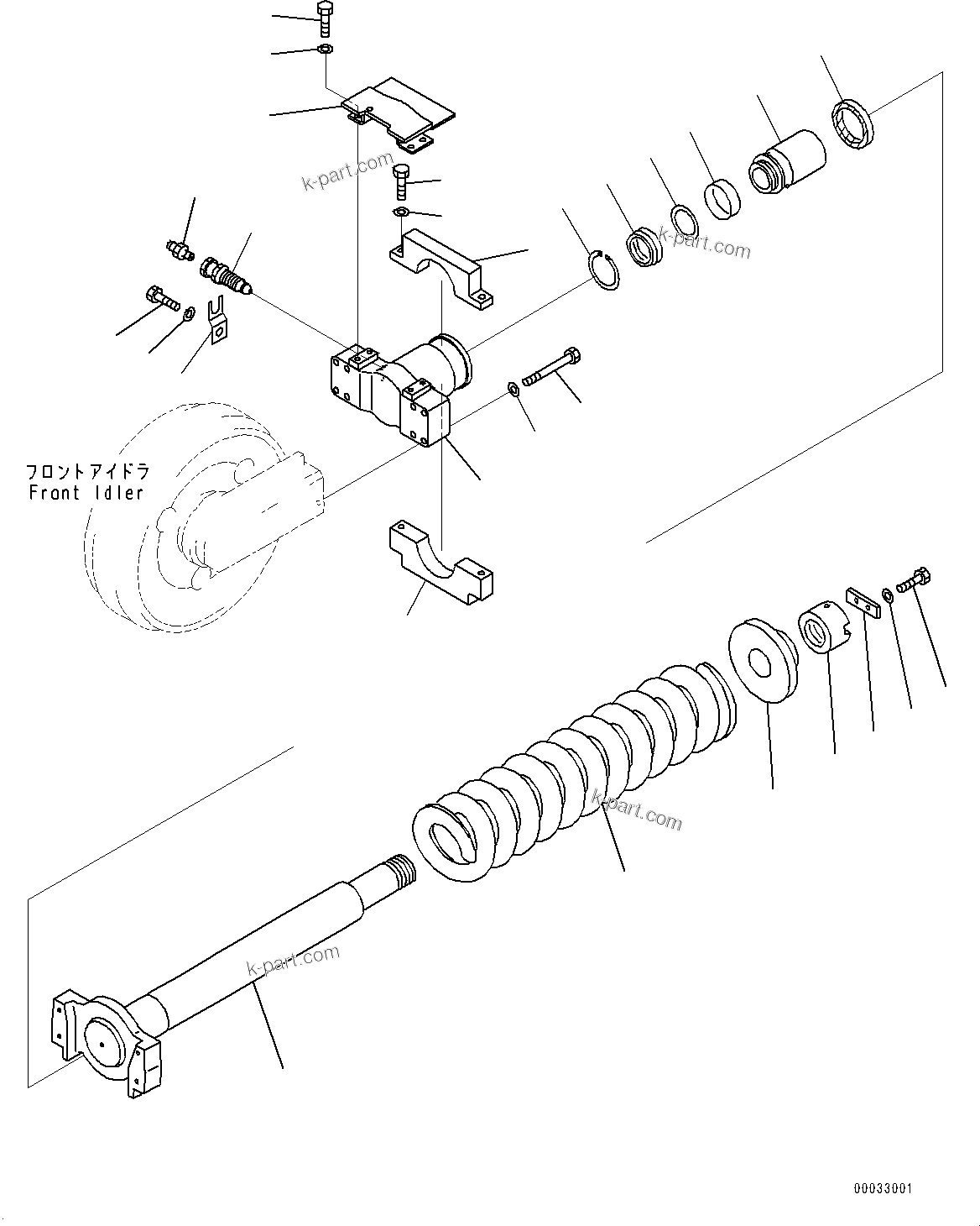 Komatsu parts book diagram for PC800SE-8E0 S/N 67001-UP: TRACK FRAME, IDLER CUSHION, R.H.(#67001-)