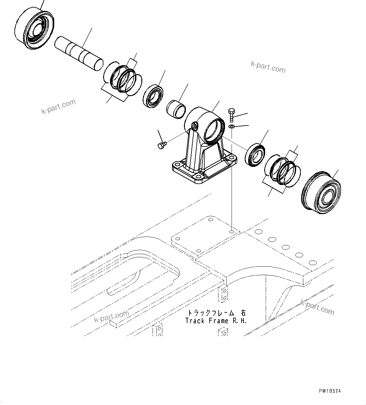 Komatsu parts book diagram for PC800SE-8E0 S/N 67001-UP: TRACK FRAME, CARRIER ROLLER, R.H.(#67001-)