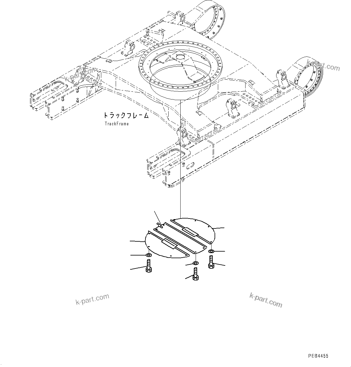 Komatsu parts book diagram for PC800SE-8E0 S/N 67001-UP: TRACK FRAME UNDER COVER, (#65001-)