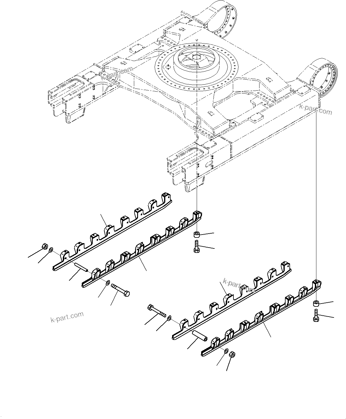 Komatsu parts book diagram for PC800SE-8E0 S/N 67001-UP: TRACK ROLLER GUARD, (#65001-)
