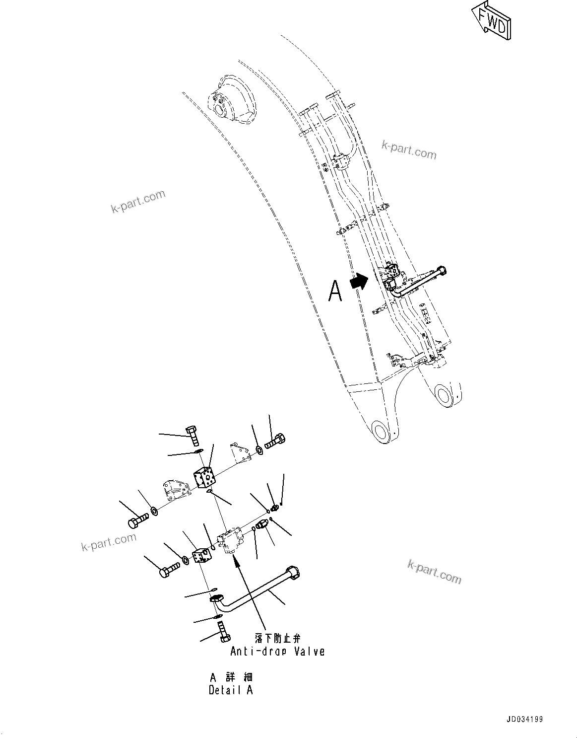 Komatsu parts book diagram for PC800SE-8E0 S/N 67001-UP: BOOM, ARM CYLINDER PIPING (2/5)(#65001-)