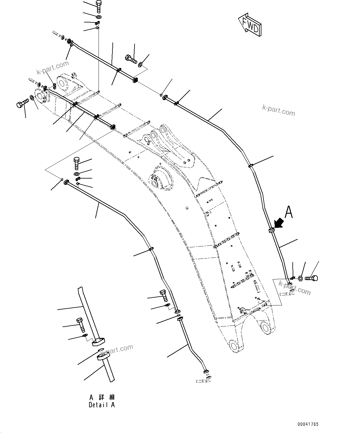 Komatsu parts book diagram for PC800SE-8E0 S/N 67001-UP: BOOM, BUCKET CYLINDER PIPING(#65001-65406)