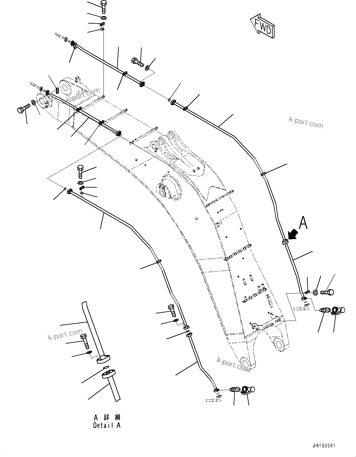 Komatsu parts book diagram for PC800SE-8E0 S/N 67001-UP: BOOM, BUCKET CYLINDER PIPING(#65407-)