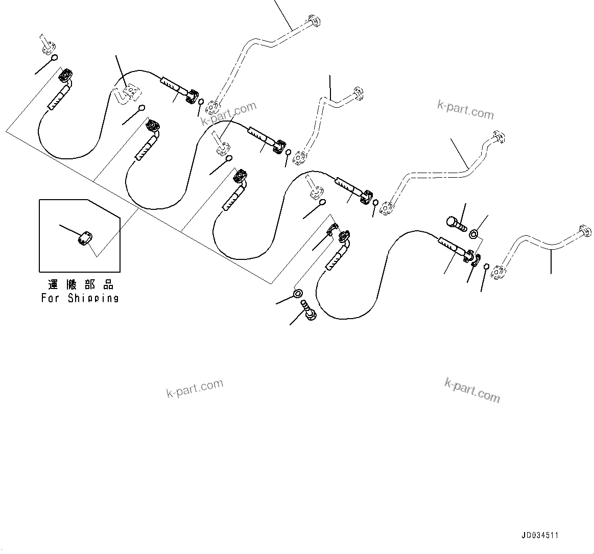 Komatsu parts book diagram for PC800SE-8E0 S/N 67001-UP: BOOM, HOSE(#65001-65406)
