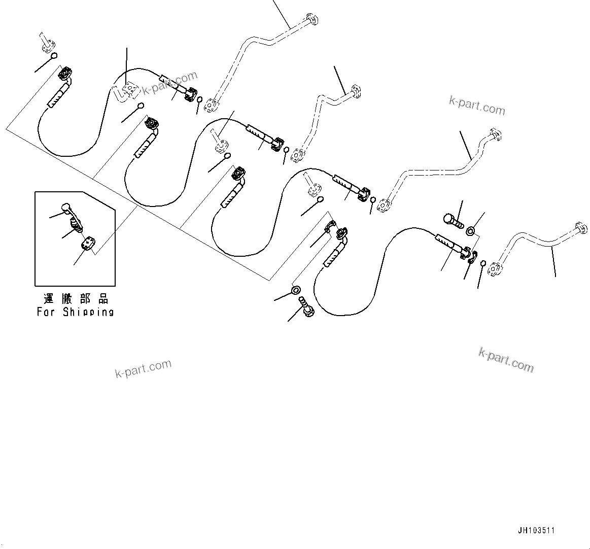 Komatsu parts book diagram for PC800SE-8E0 S/N 67001-UP: BOOM, HOSE(#65407-)