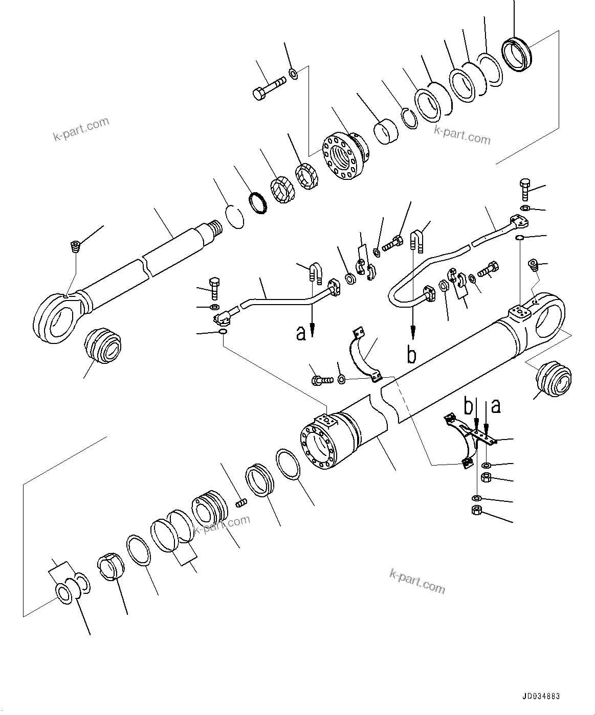 Komatsu parts book diagram for PC800SE-8E0 S/N 67001-UP: BOOM CYLINDER, L.H.(#65001-)