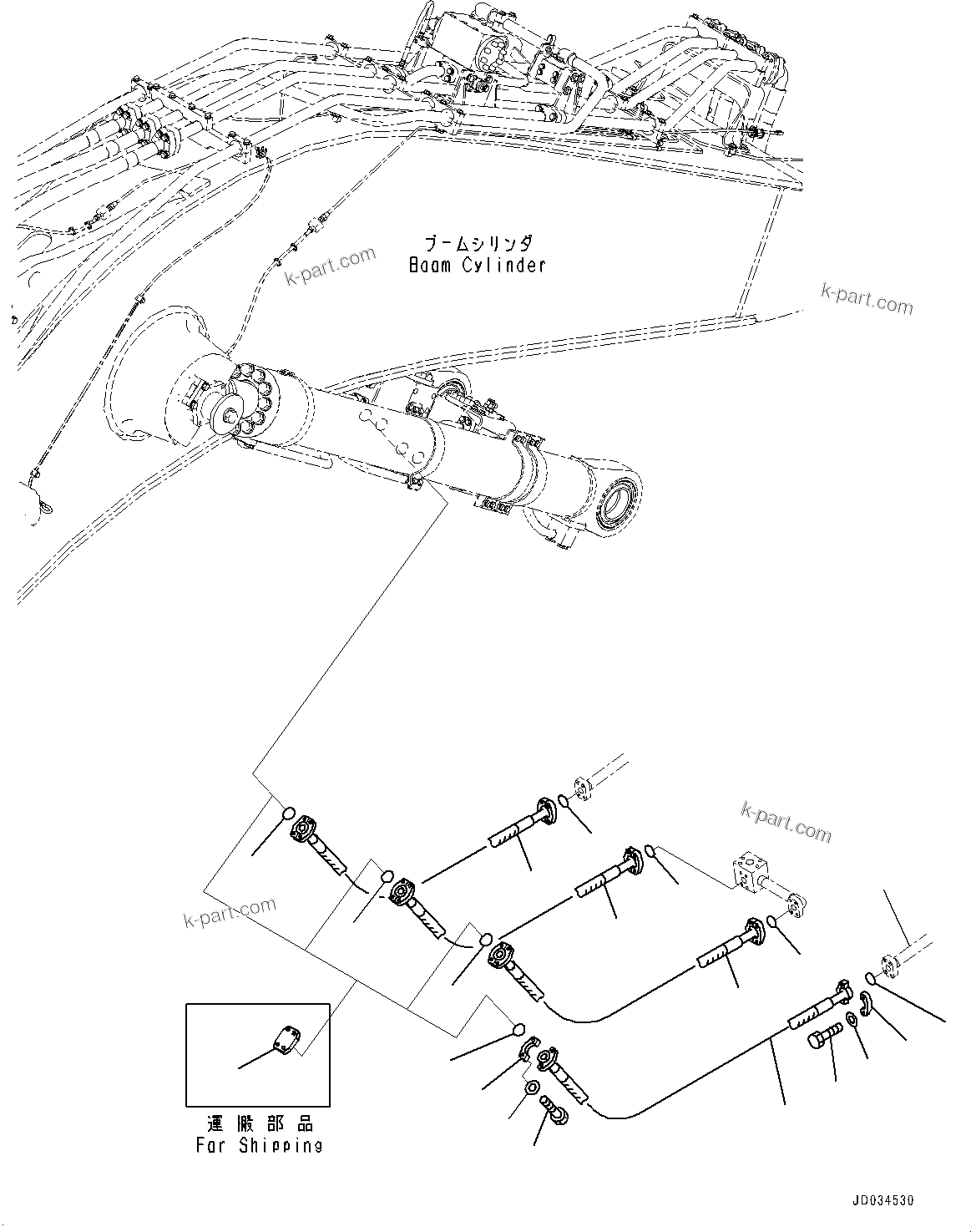 Komatsu parts book diagram for PC800SE-8E0 S/N 67001-UP: BOOM CYLINDER PIPING, (#65001-)