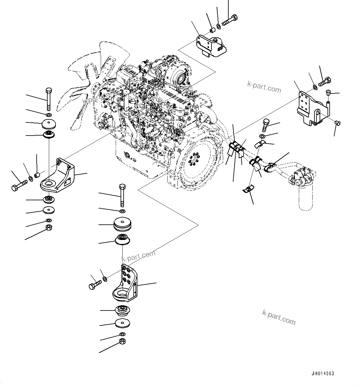 Komatsu parts book diagram for PC360LCI-11 S/N 94001-UP (For KAL): ENGINE MOUNTING, BRACKET(#90156-)