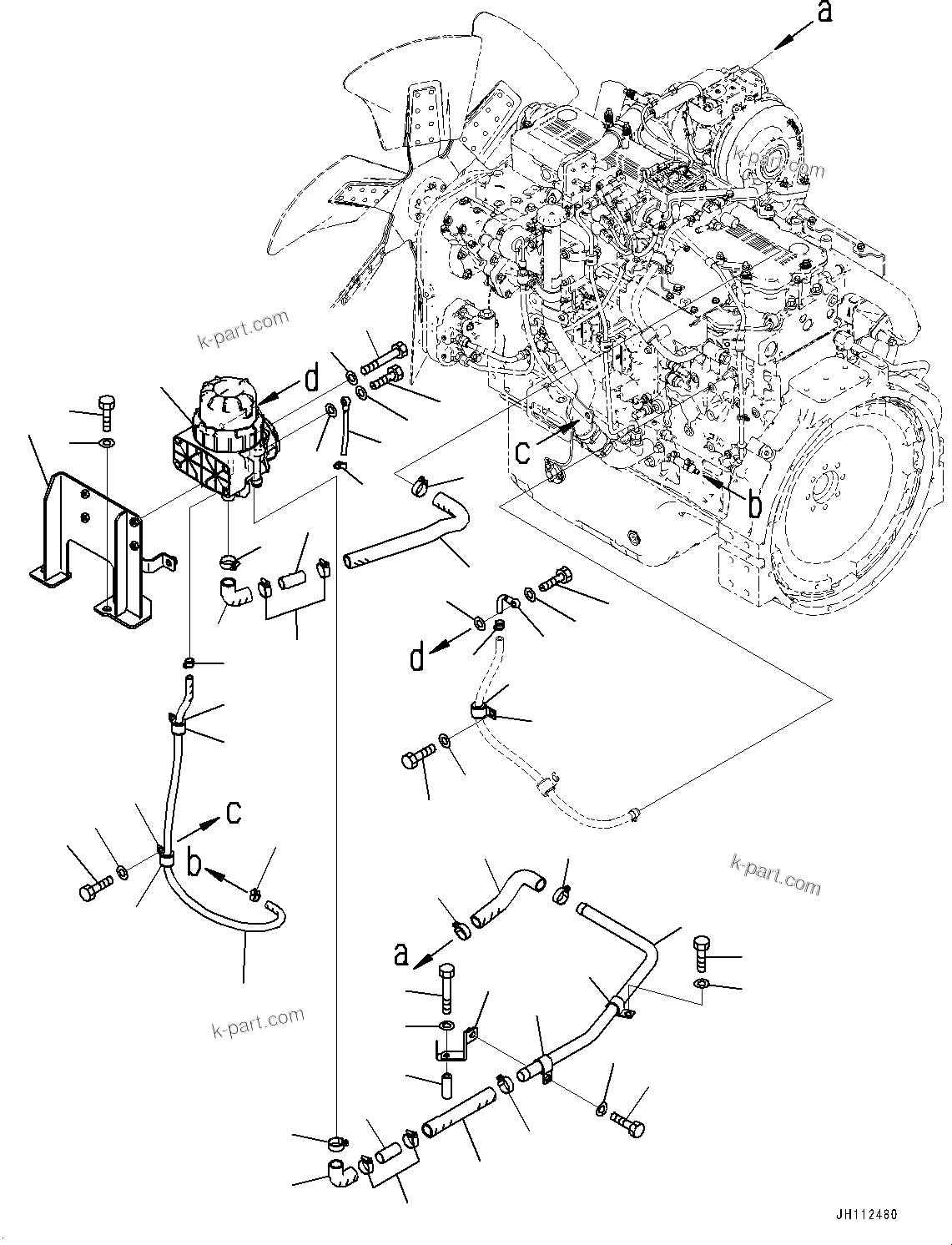 Komatsu parts book diagram for PC360LCI-11 S/N 94001-UP (For KAL): ENGINE MOUNTING, KOMATSU CLOSED CRANKCASE VENTILATION (KCCV) PIPING(#92098-)
