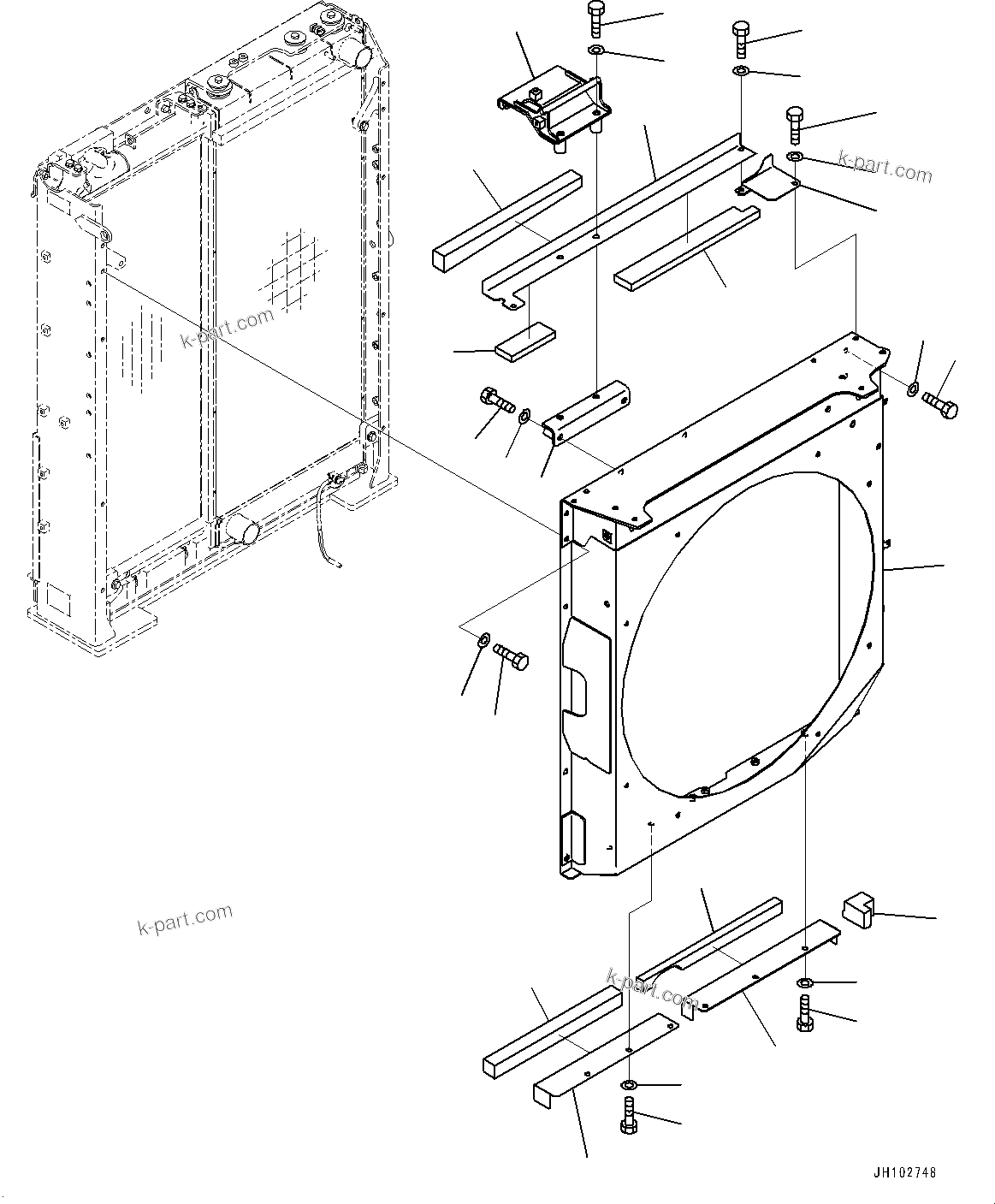 Komatsu parts book diagram for PC360LCI-11 S/N 94001-UP (For KAL): COOLING SYSTEM, SHROUD(#92616-)
