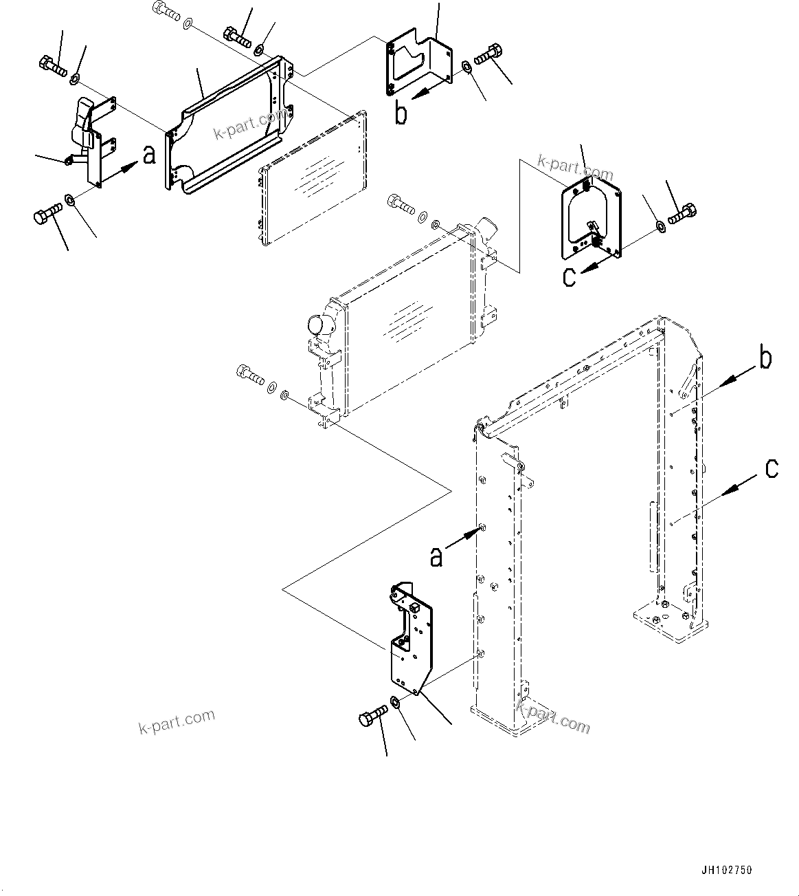 Komatsu parts book diagram for PC360LCI-11 S/N 94001-UP (For KAL): COOLING SYSTEM, CONDENSER MOUNTING(#92616-)