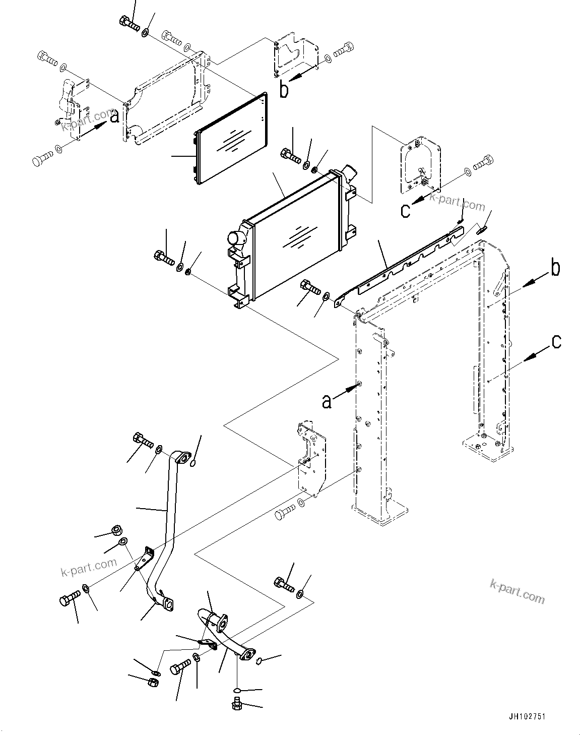 Komatsu parts book diagram for PC360LCI-11 S/N 94001-UP (For KAL): COOLING SYSTEM, OIL COOLER PIPING(#92616-)
