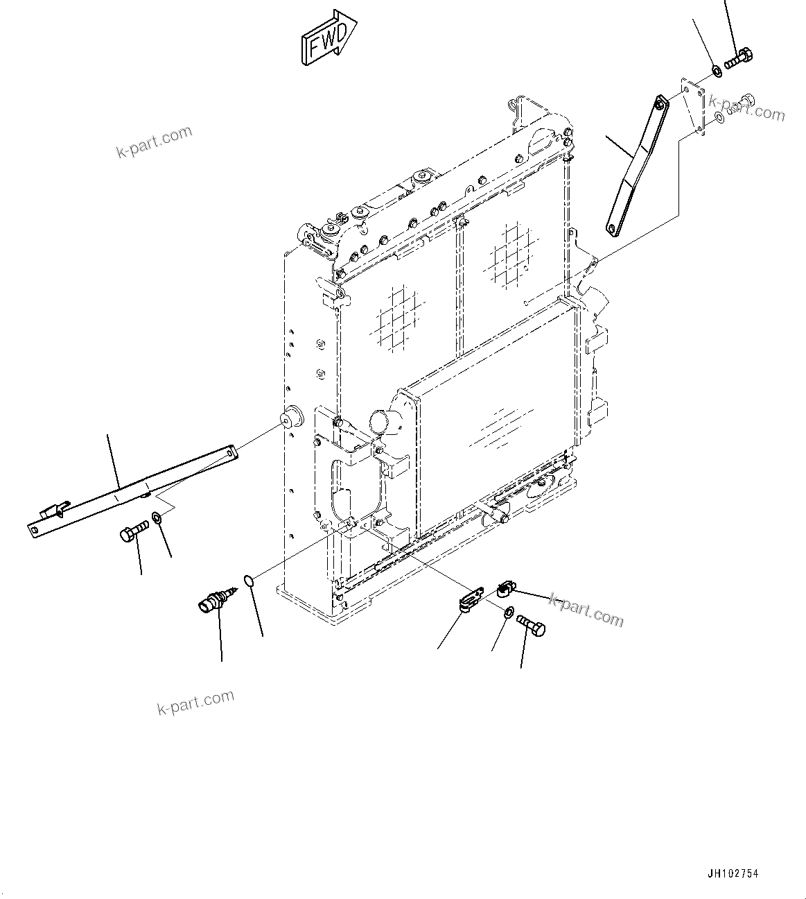 Komatsu parts book diagram for PC360LCI-11 S/N 94001-UP (For KAL): COOLING SYSTEM, STAY(#92616-)