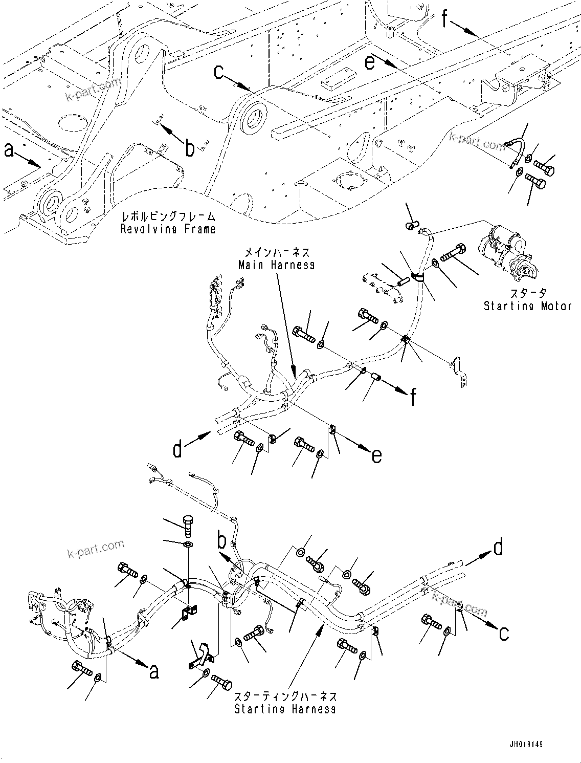 Komatsu parts book diagram for PC360LCI-11 S/N 94001-UP (For KAL): ELECTRIC WIRING HARNESS, STARTING WIRING HARNESS CLAMP(#92346-)