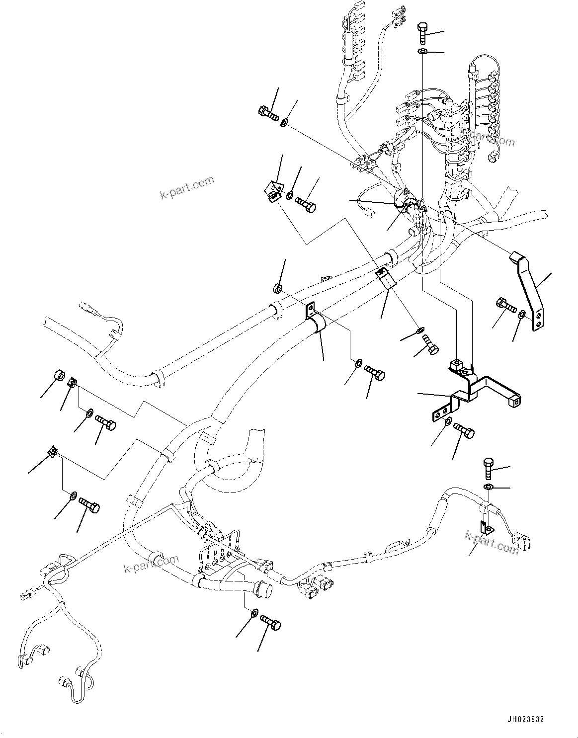 Komatsu parts book diagram for PC360LCI-11 S/N 94001-UP (For KAL): ELECTRIC WIRING HARNESS, MAIN WIRING HARNESS CLAMP (1/7)(#92346-)