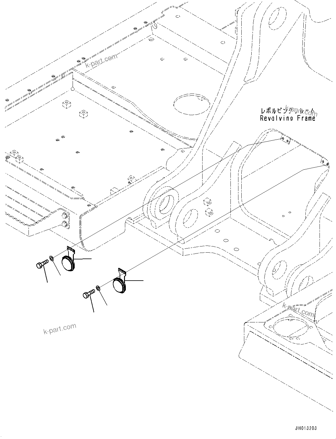 Komatsu parts book diagram for PC360LCI-11 S/N 94001-UP (For KAL): HORN, (#90156-)