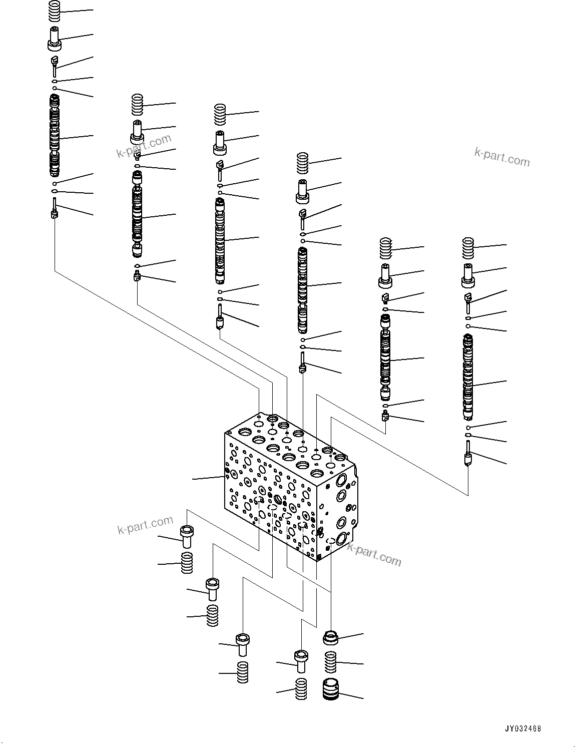 Komatsu parts book diagram for PC360LCI-11 S/N 94001-UP (For KAL): CONTROL VALVE, 9-SPOOL (1/26)(#90001-)