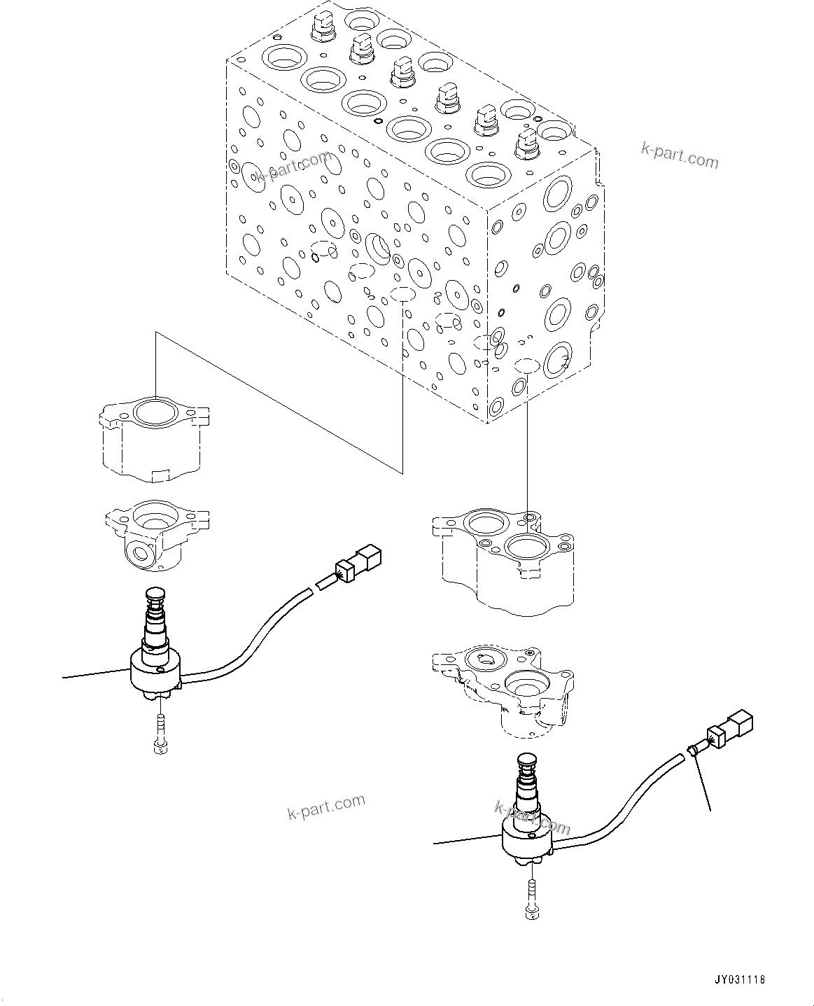 Komatsu parts book diagram for PC360LCI-11 S/N 94001-UP (For KAL): CONTROL VALVE, 9-SPOOL (2/26)(#90001-)